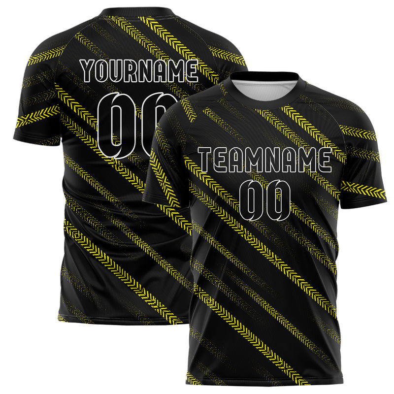 Schwarz neonfarbenes Streifen Chevron Streifen Design 13-0055 individuelles Fußballtrikot main