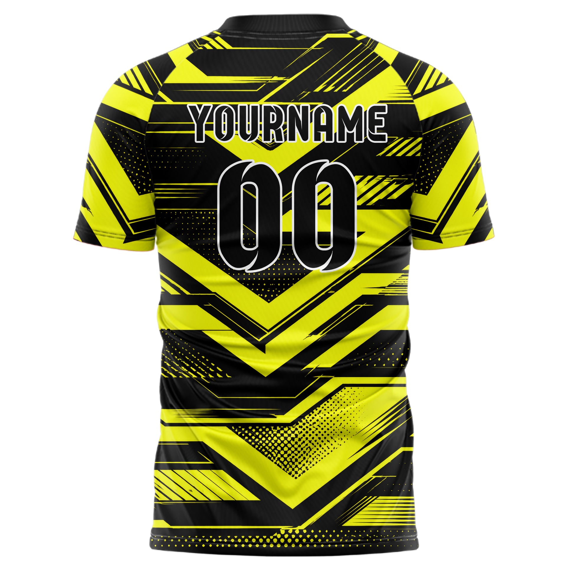 Schwarz neonfarbenes Streifen Chevron Streifen Design 13-0097 individuelles Fußballtrikot back