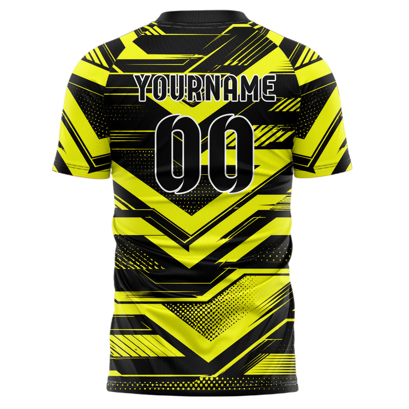 Schwarz neonfarbenes Streifen Chevron Streifen Design 13-0097 individuelles Fußballtrikot back