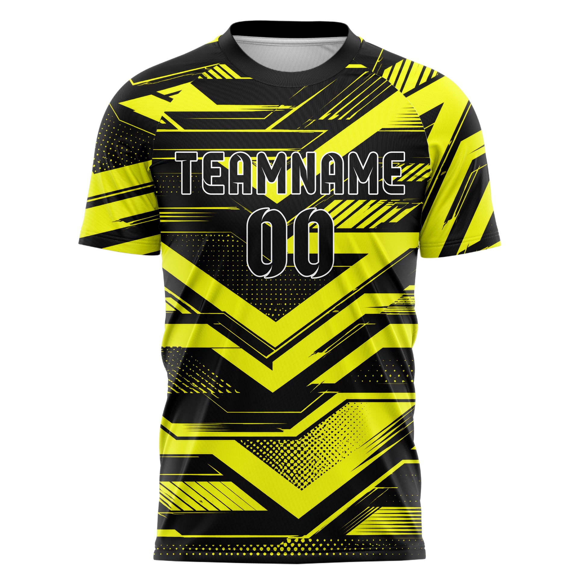 Schwarz neonfarbenes Streifen Chevron Streifen Design 13-0097 individuelles Fußballtrikot front