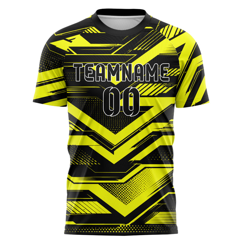Schwarz neonfarbenes Streifen Chevron Streifen Design 13-0097 individuelles Fußballtrikot front