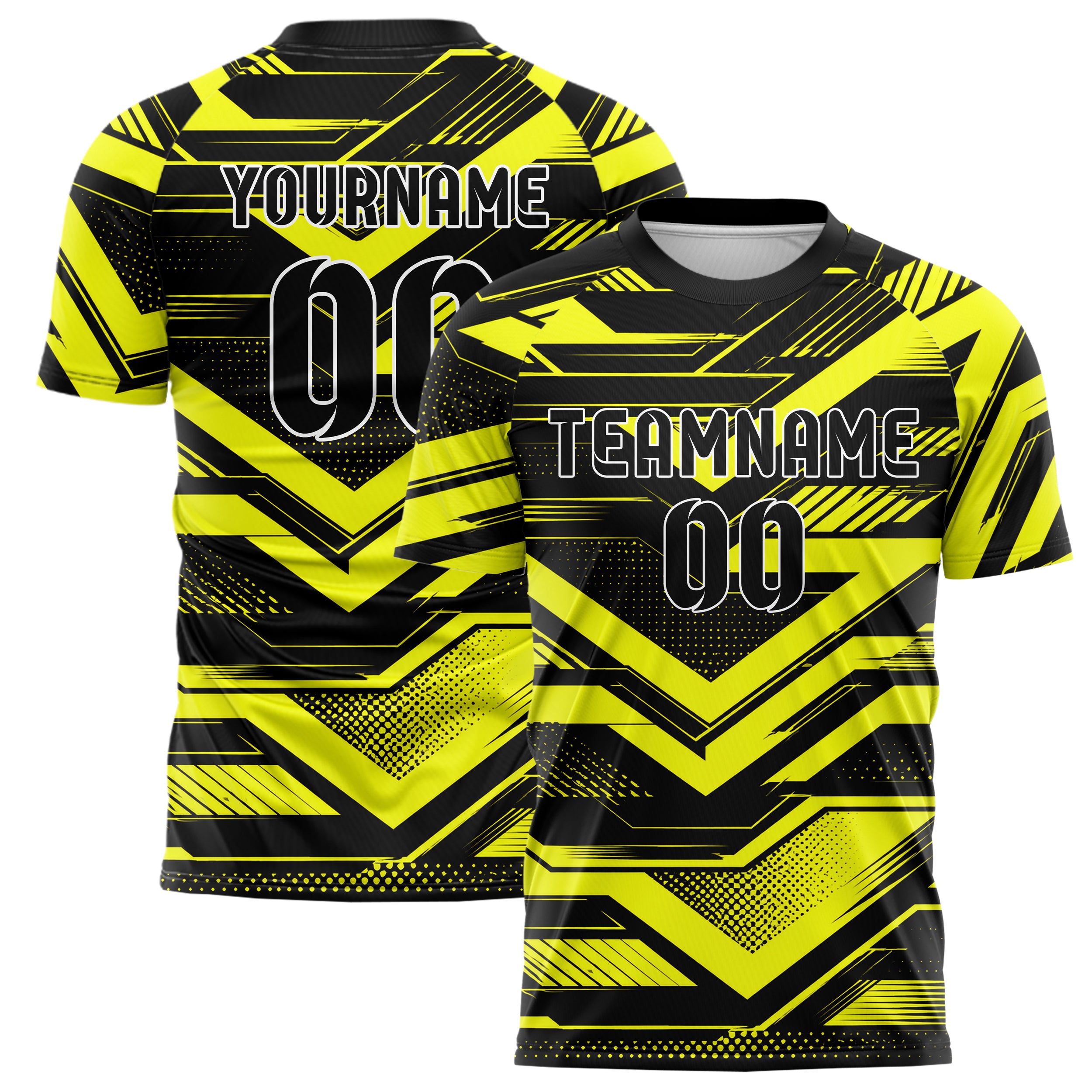 Schwarz neonfarbenes Streifen Chevron Streifen Design 13-0097 individuelles Fußballtrikot main