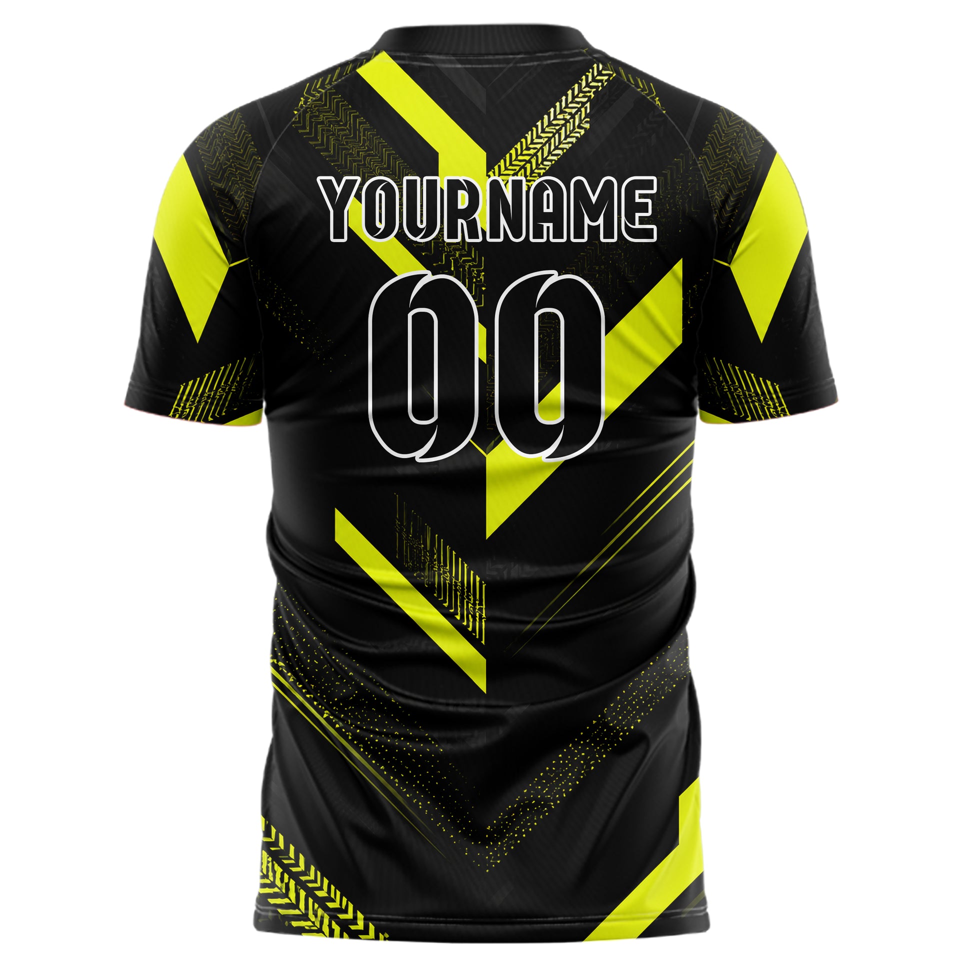 Schwarz neonfarbenes Streifen Chevron Streifen Design 13-0127 individuelles Fußballtrikot back
