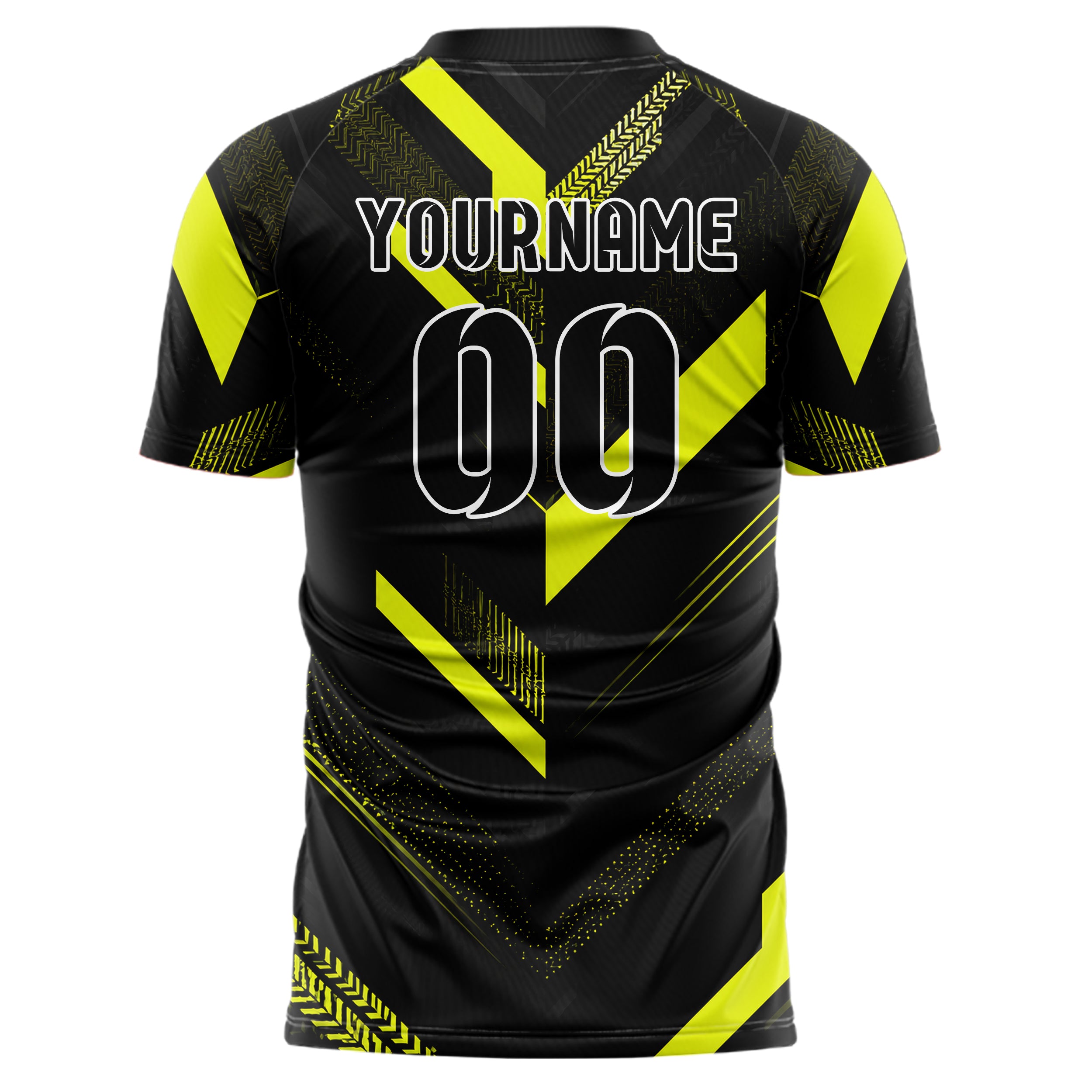 Schwarz neonfarbenes Streifen Chevron Streifen Design 13-0127 individuelles Fußballtrikot back