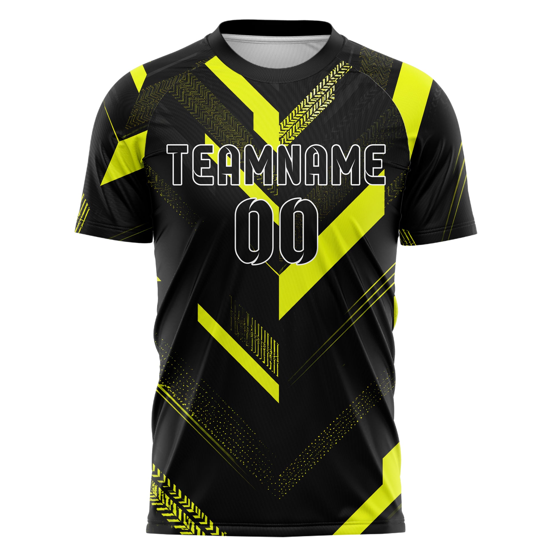 Schwarz neonfarbenes Streifen Chevron Streifen Design 13-0127 individuelles Fußballtrikot front