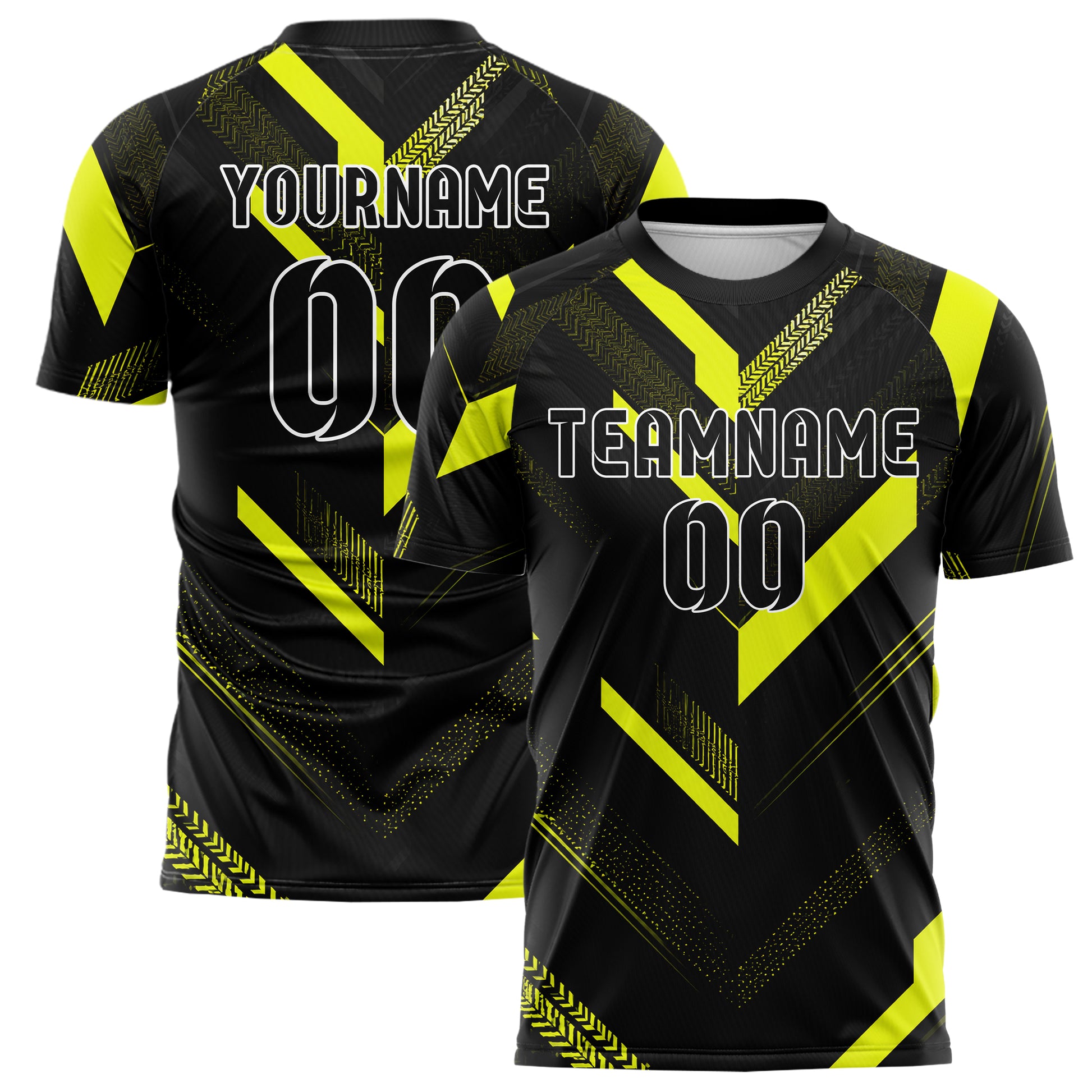 Schwarz neonfarbenes Streifen Chevron Streifen Design 13-0127 individuelles Fußballtrikot main