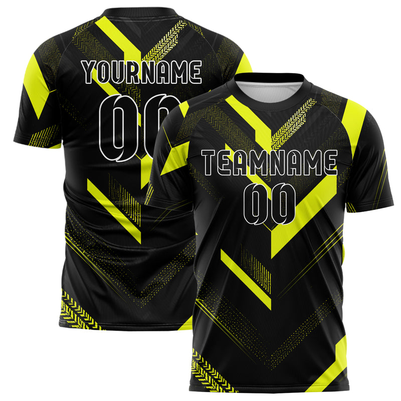 Schwarz neonfarbenes Streifen Chevron Streifen Design 13-0127 individuelles Fußballtrikot main