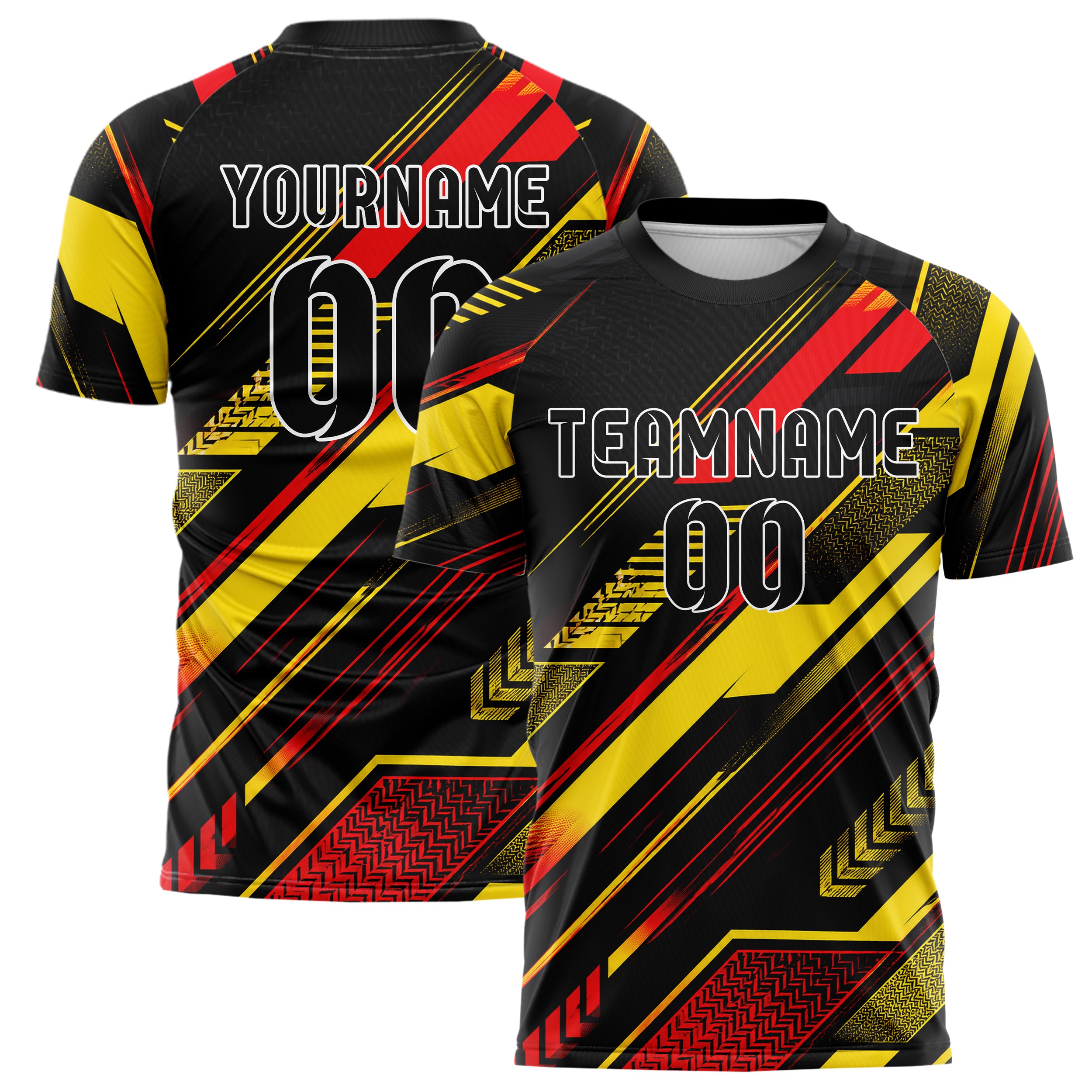 Schwarz lebendiges Streifen Streifen mit Polygon Akzenten Design 13-0023 individuelles Fußballtrikot main