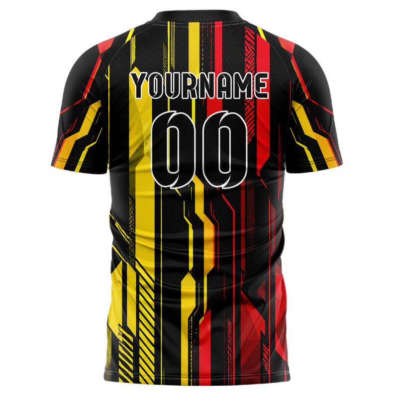 Schwarz lebendiges Streifen vertikale Baender Design 13-0092 individuelles Fußballtrikot back