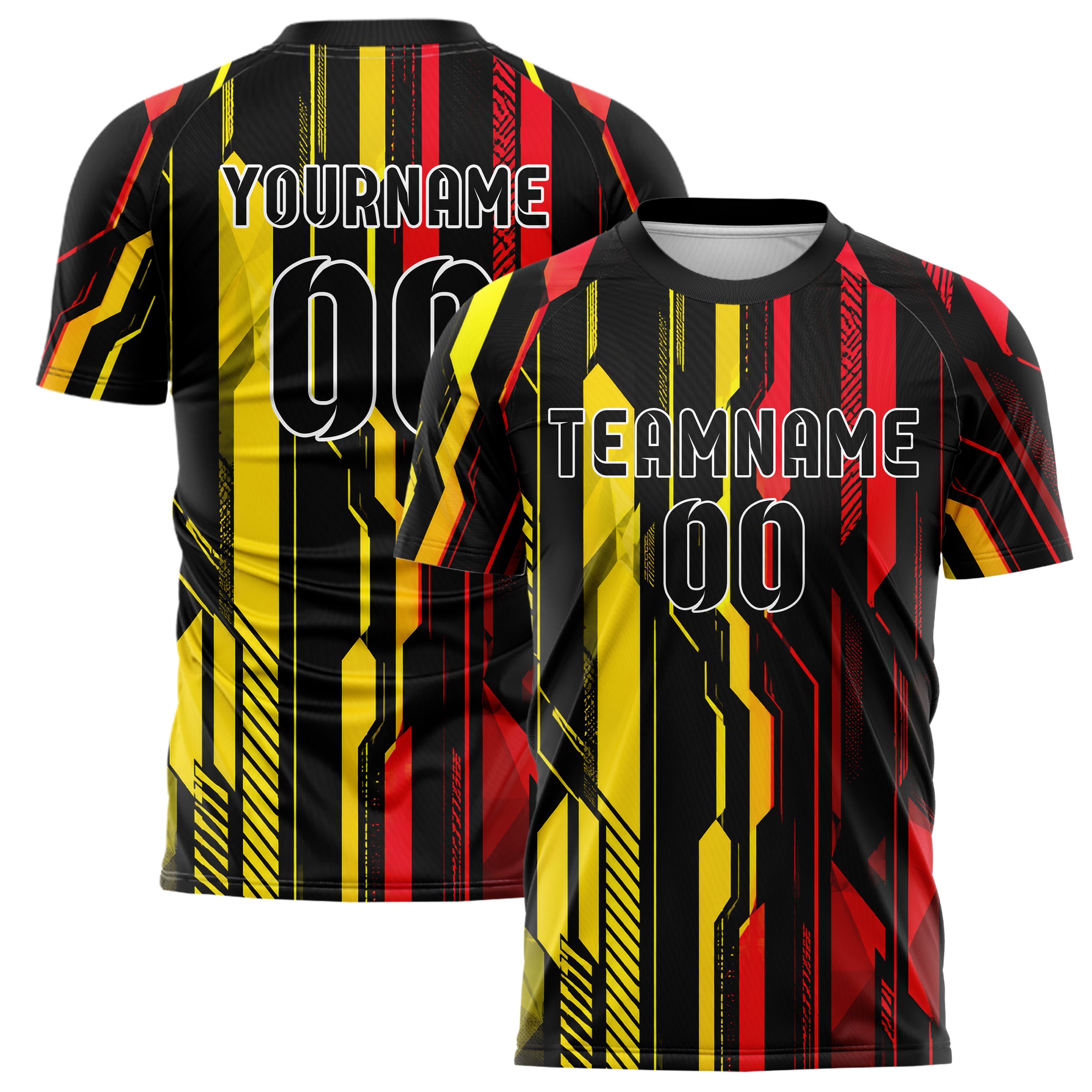Schwarz lebendiges Streifen vertikale Baender Design 13-0092 individuelles Fußballtrikot main