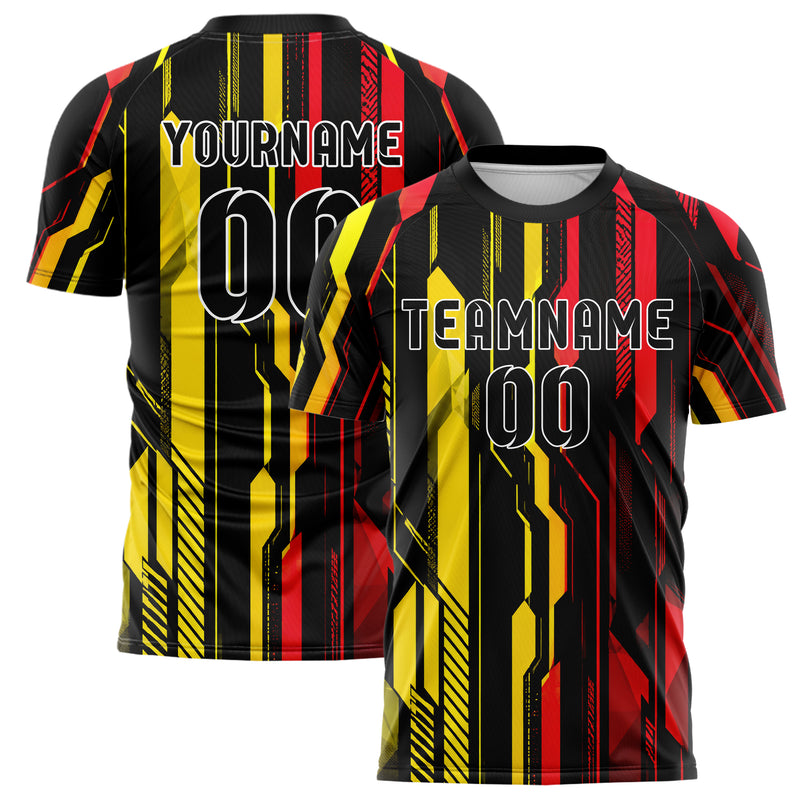 Schwarz lebendiges Streifen vertikale Baender Design 13-0092 individuelles Fußballtrikot main