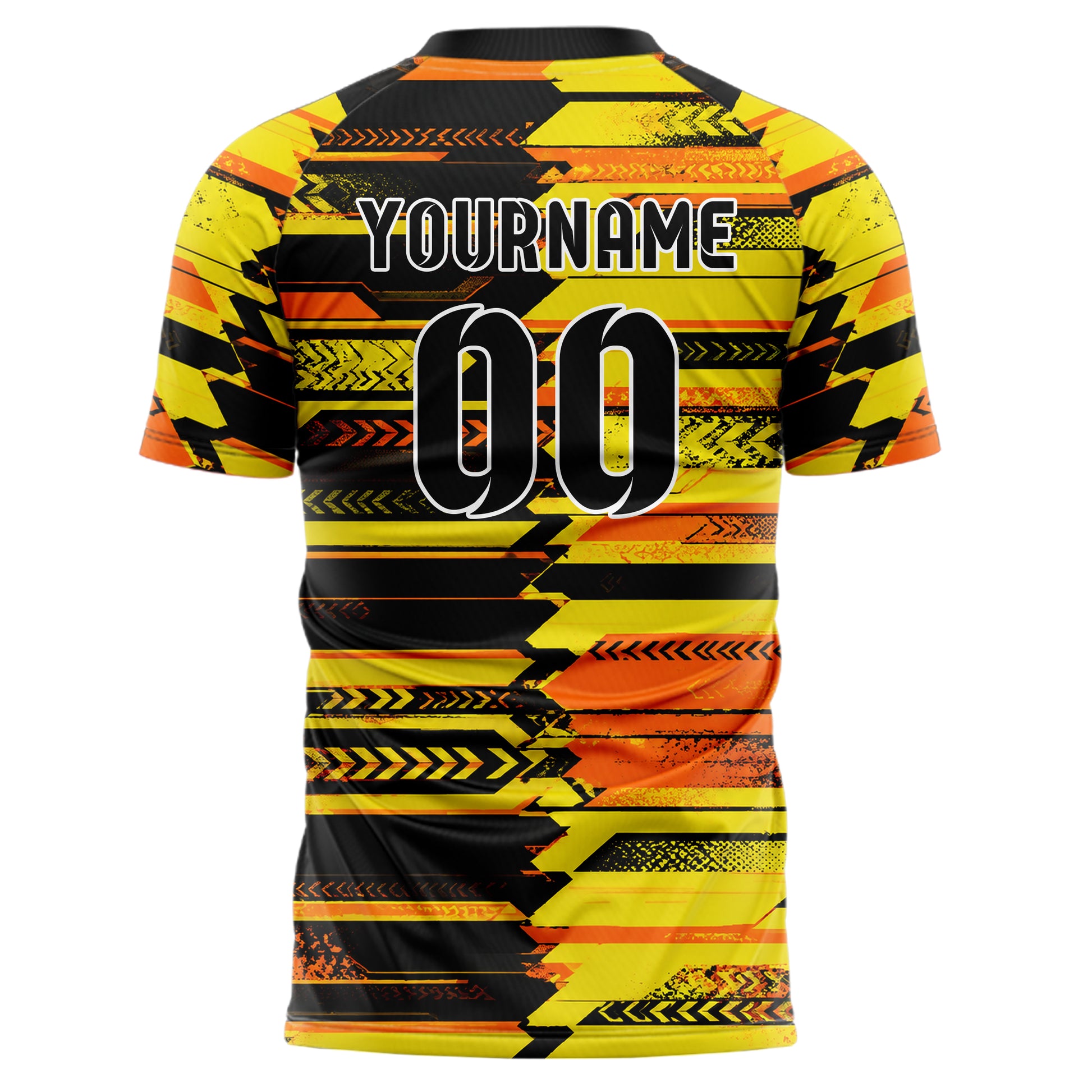 Gelb lebendiges Streifen horizontale Baender Design 13-0159 individuelles Fußballtrikot back