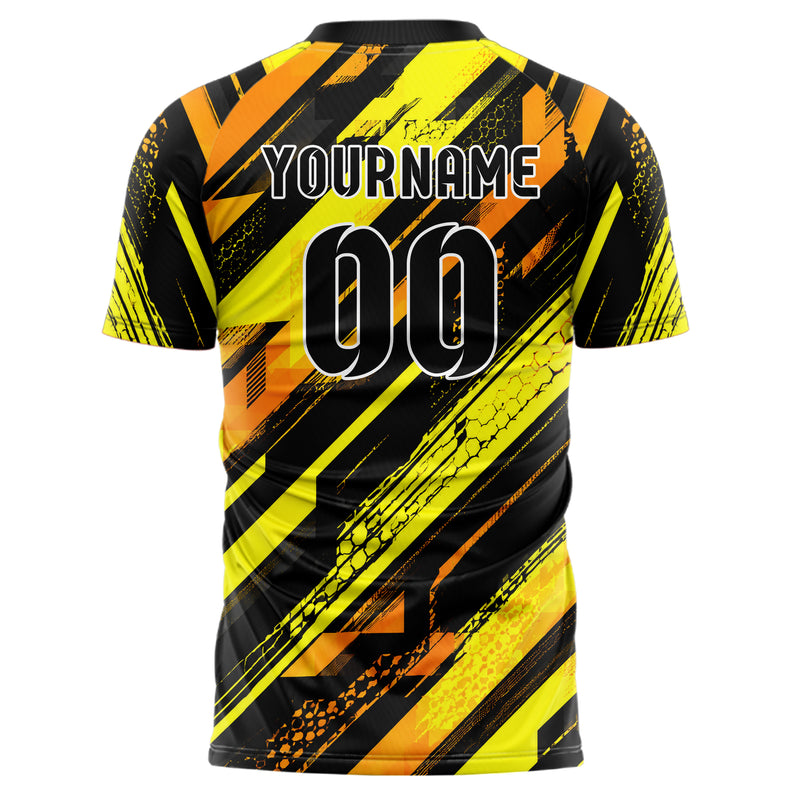 Gelb lebendiges Streifen breite diagonale Streifen Design 13-0144 individuelles Fußballtrikot back