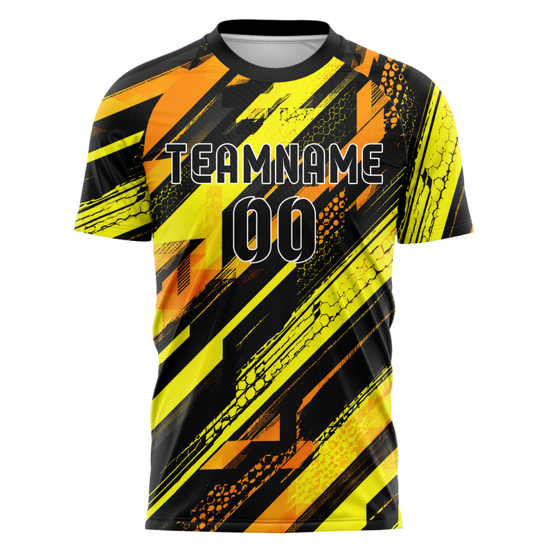 Gelb lebendiges Streifen breite diagonale Streifen Design 13-0144 individuelles Fußballtrikot front