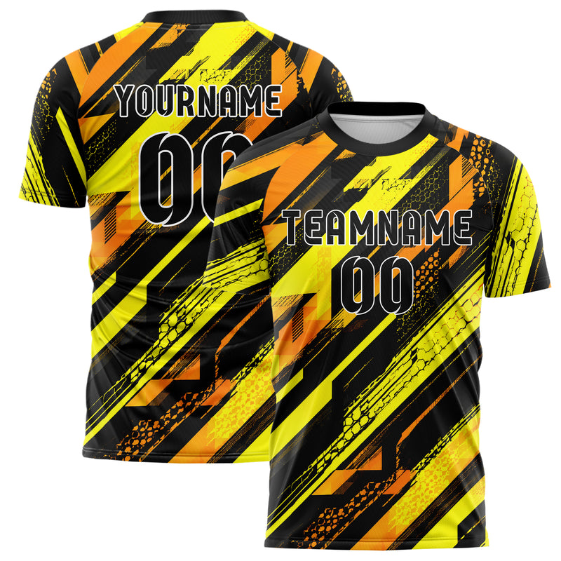 Gelb lebendiges Streifen breite diagonale Streifen Design 13-0144 individuelles Fußballtrikot main