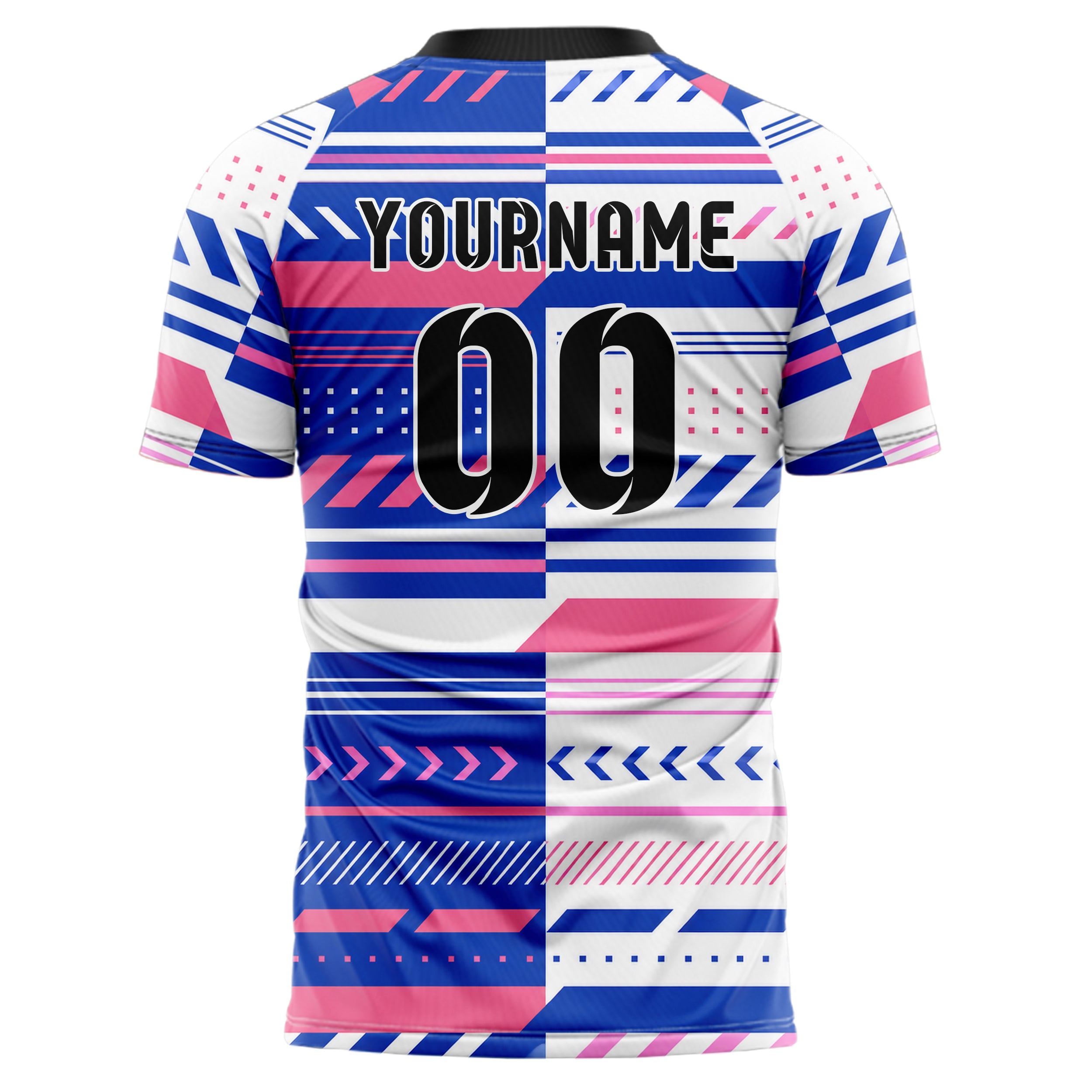 Royalblau klassisches Streifen horizontale Baender Design 13-0117 individuelles Fußballtrikot back
