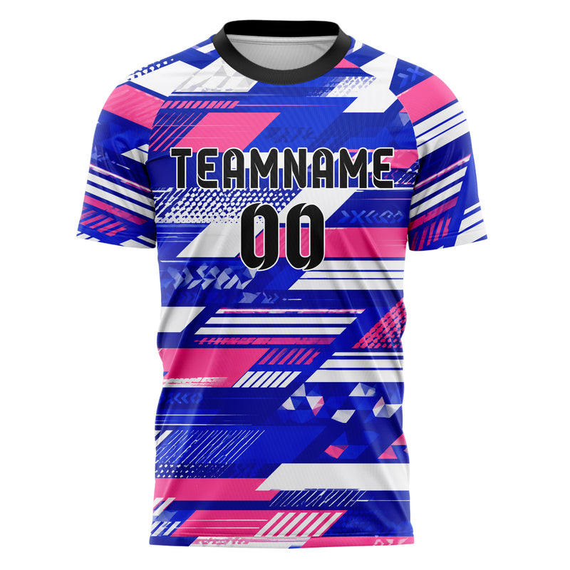 Royalblau klassisches Streifen breite diagonale Streifen Design 13-0036 individuelles Fußballtrikot front