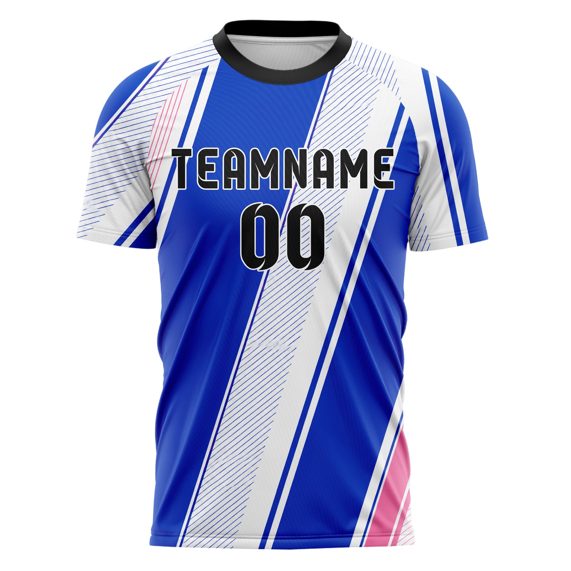 Royalblau klassisches Streifen breite diagonale Streifen Design 13-0042 individuelles Fußballtrikot front