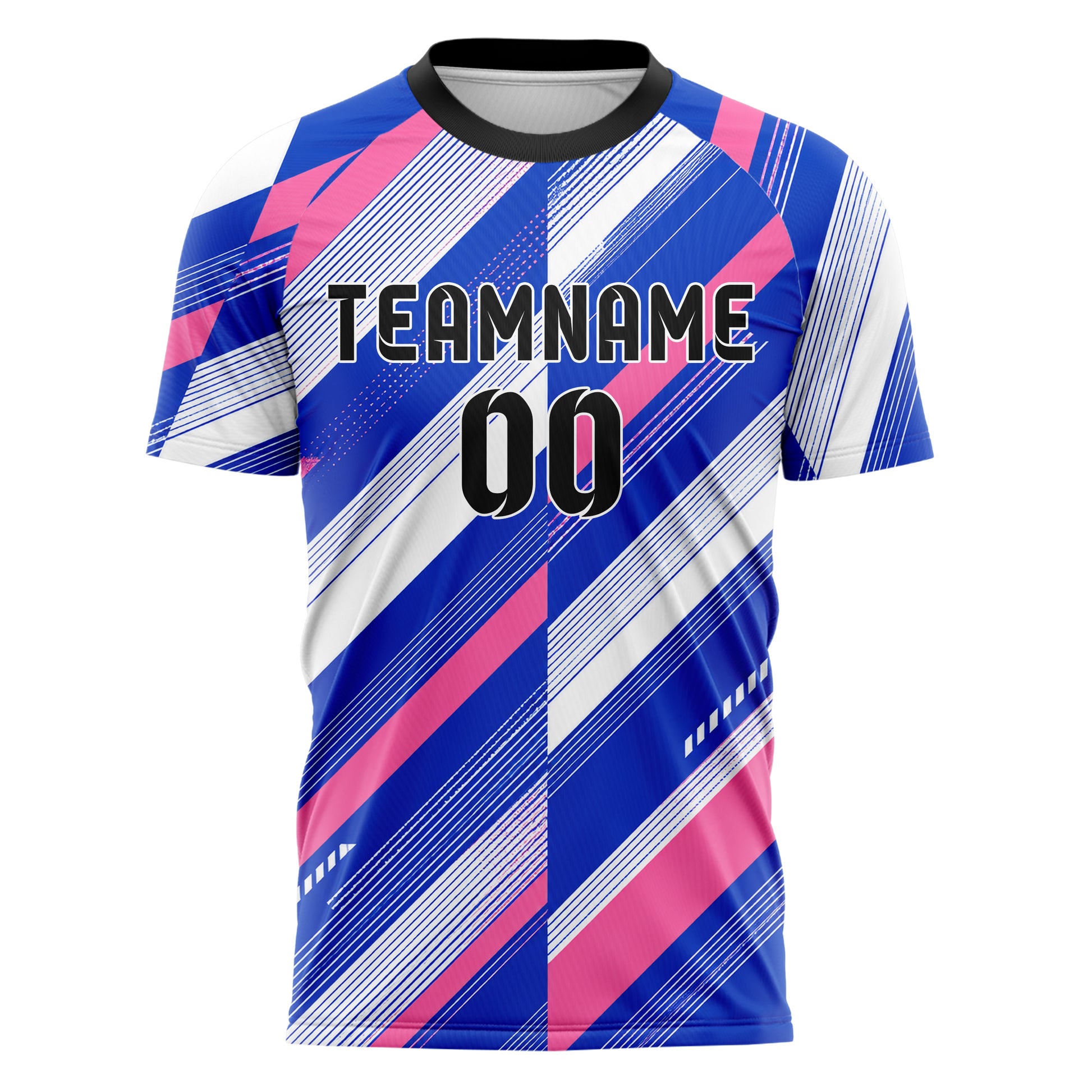 Royalblau klassisches Streifen breite diagonale Streifen Design 13-0066 individuelles Fußballtrikot front