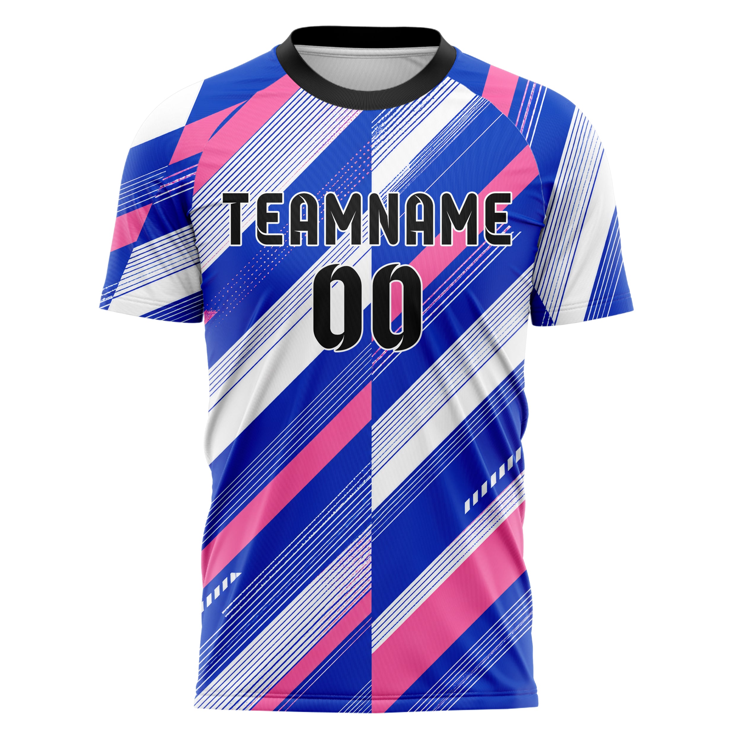 Royalblau klassisches Streifen breite diagonale Streifen Design 13-0066 individuelles Fußballtrikot front