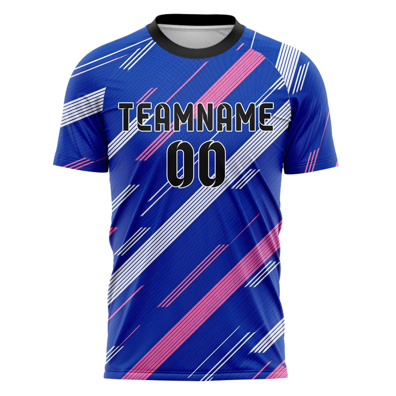 Royalblau klassisches Streifen breite diagonale Streifen Design 13-0114 individuelles Fußballtrikot front