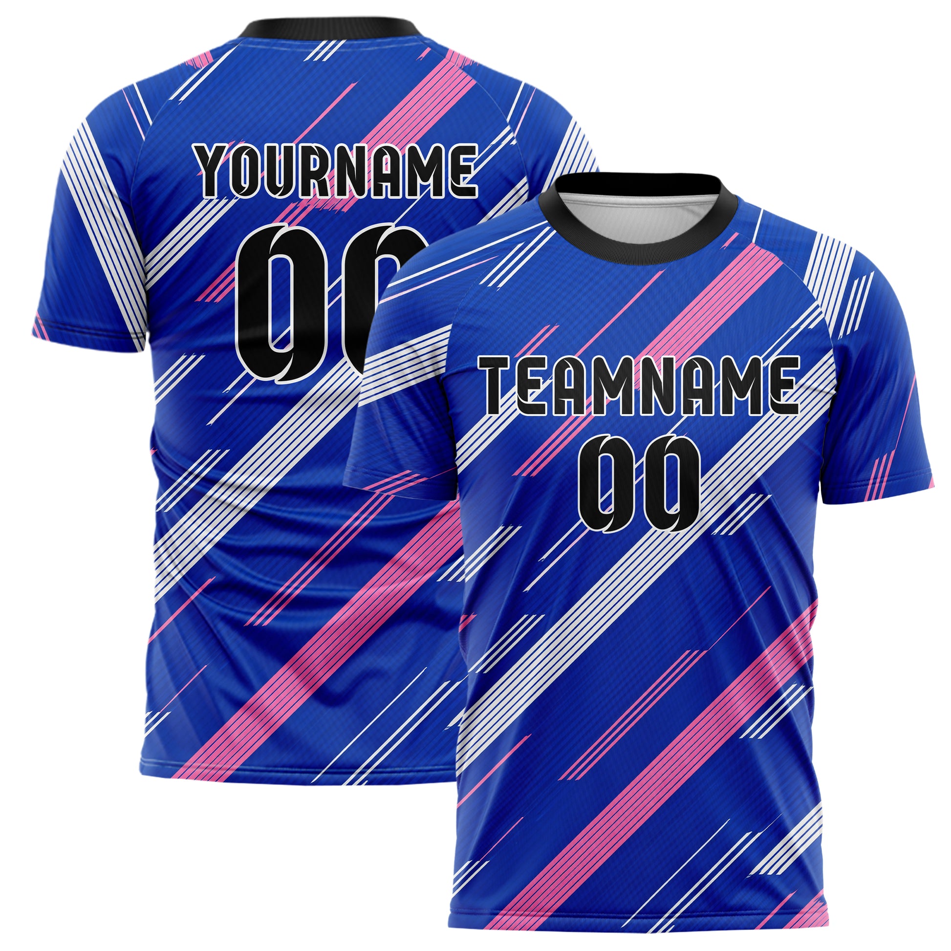 Royalblau klassisches Streifen breite diagonale Streifen Design 13-0114 individuelles Fußballtrikot main