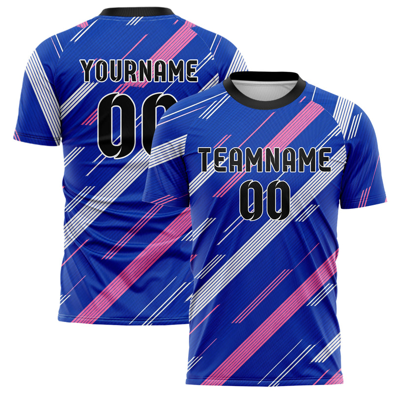 Royalblau klassisches Streifen breite diagonale Streifen Design 13-0114 individuelles Fußballtrikot main