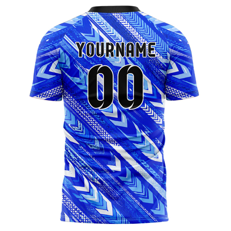 Royalblau lebendiges Streifen Chevron Streifen Design 13-0067 individuelles Fußballtrikot back