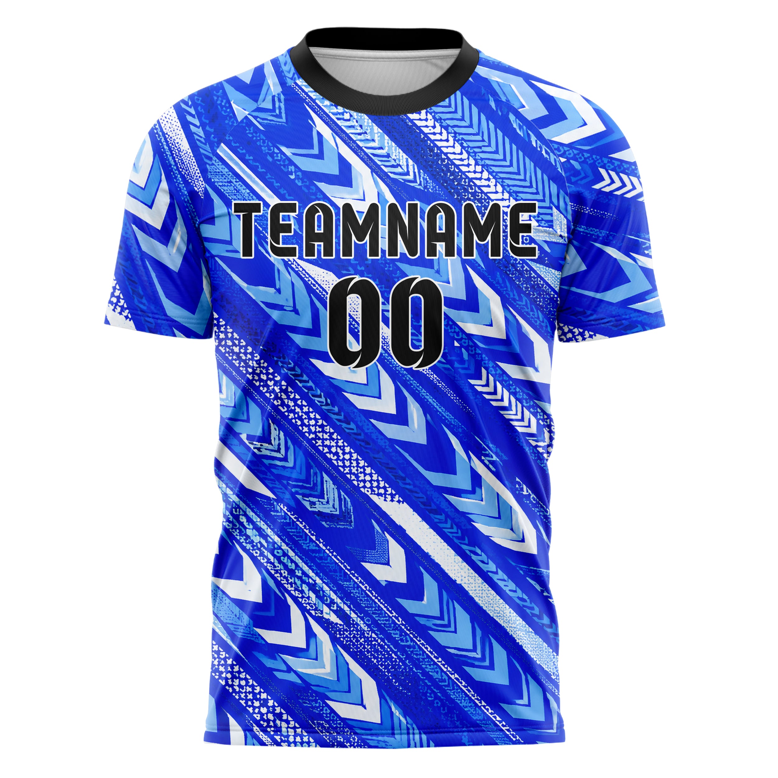 Royalblau lebendiges Streifen Chevron Streifen Design 13-0067 individuelles Fußballtrikot front