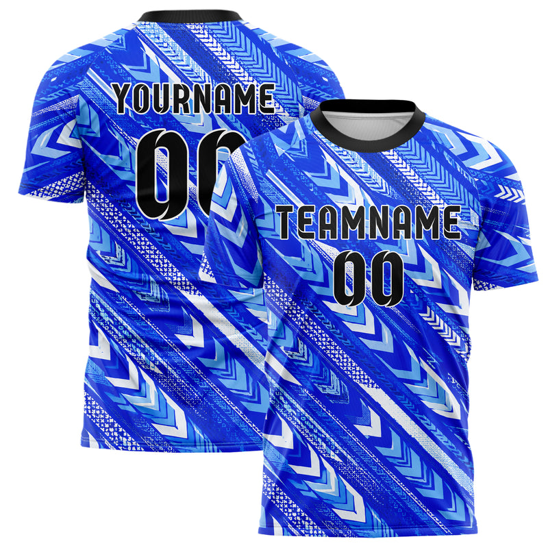 Royalblau lebendiges Streifen Chevron Streifen Design 13-0067 individuelles Fußballtrikot main