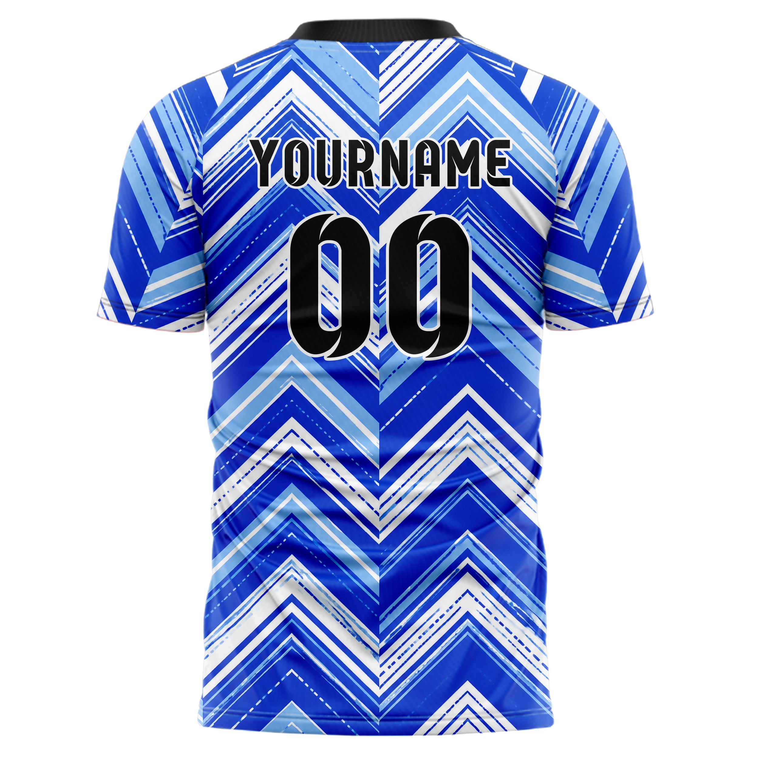 Royalblau lebendiges Streifen Chevron Streifen Design 13-0169 individuelles Fußballtrikot back