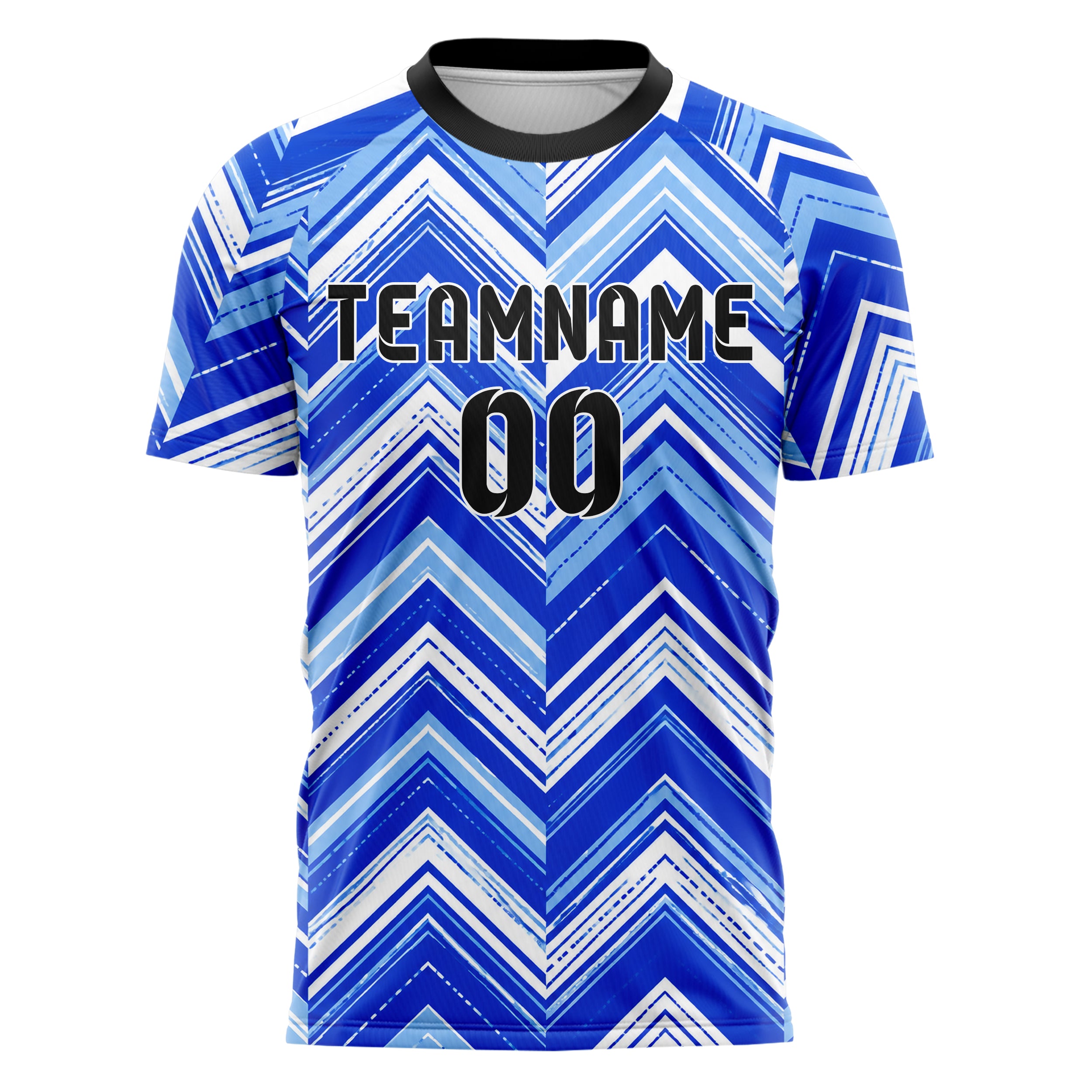 Royalblau lebendiges Streifen Chevron Streifen Design 13-0169 individuelles Fußballtrikot front