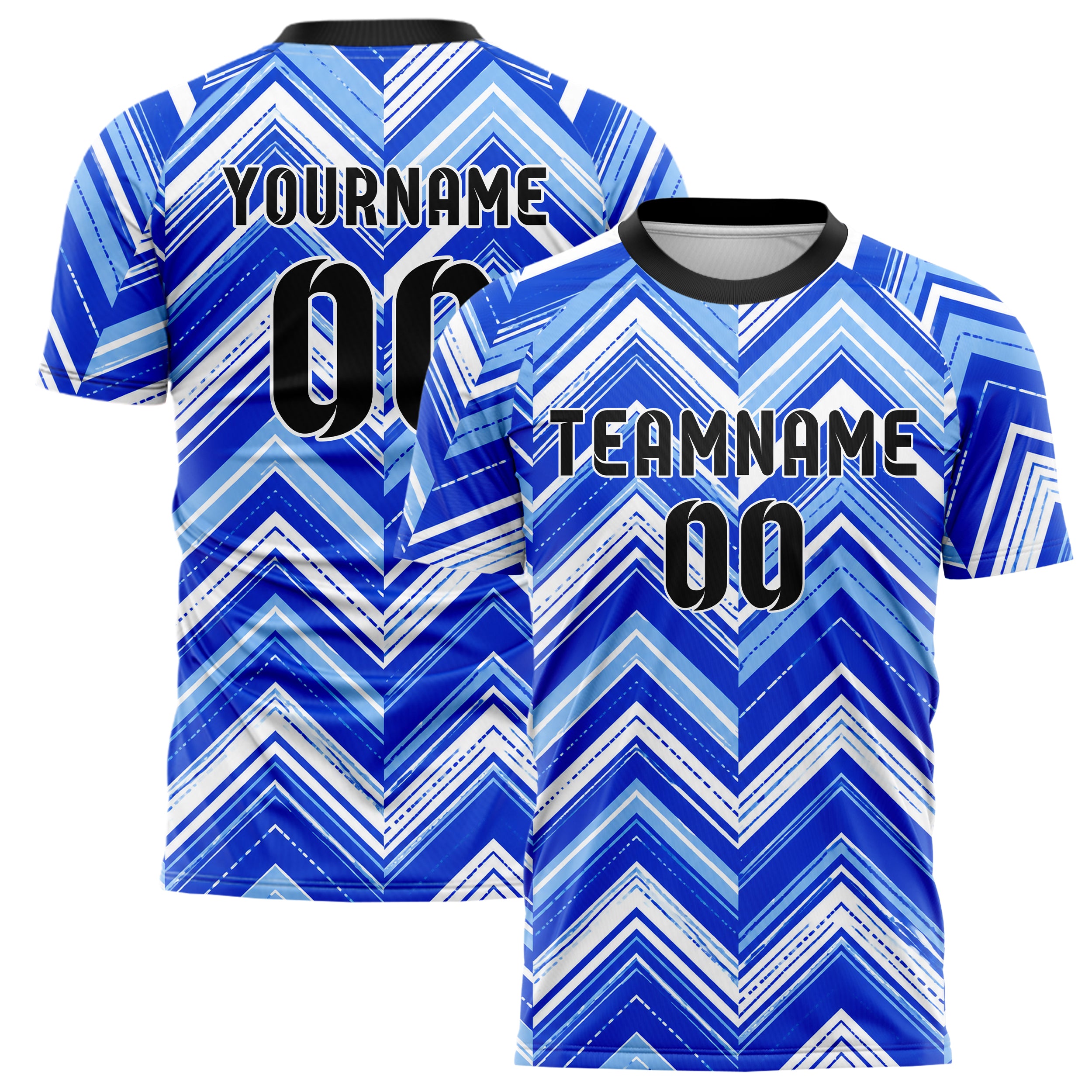 Royalblau lebendiges Streifen Chevron Streifen Design 13-0169 individuelles Fußballtrikot main
