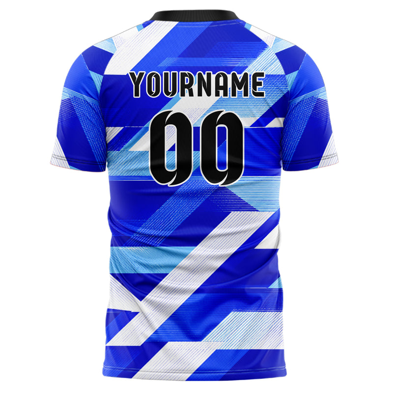 Royalblau lebendiges Streifen interlocking diagonal Grid Design 13-0094 individuelles Fußballtrikot back