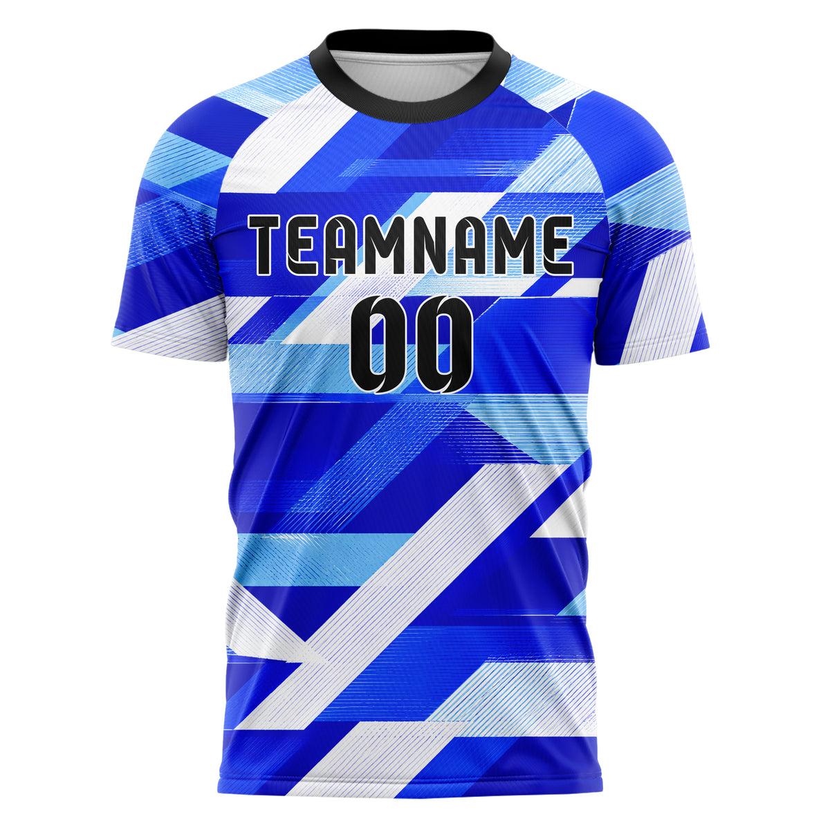 Royalblau lebendiges Streifen interlocking diagonal Grid Design 13-0094 individuelles Fußballtrikot front
