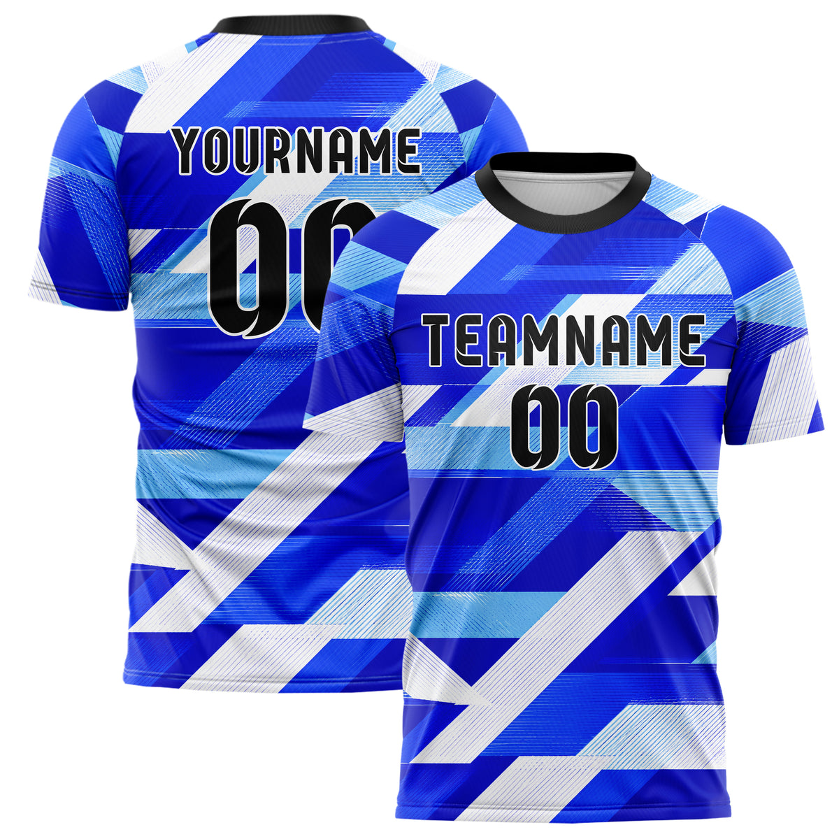 Royalblau lebendiges Streifen interlocking diagonal Grid Design 13-0094 individuelles Fußballtrikot main