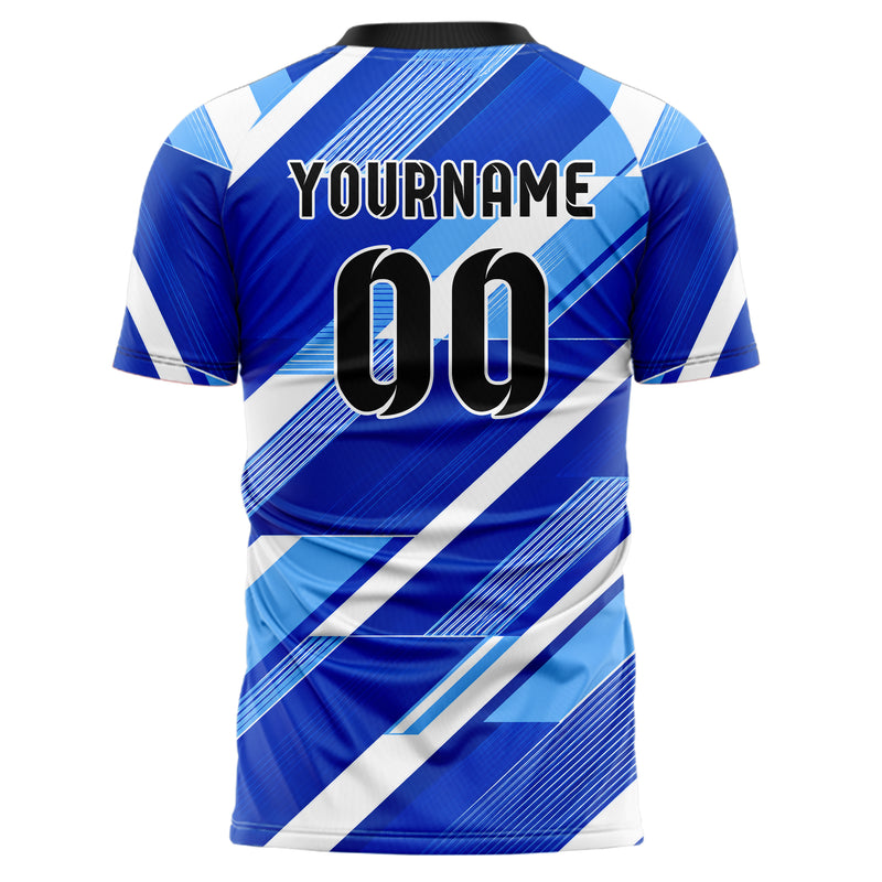 Royalblau lebendiges Streifen interlocking diagonal Grid Design 13-0154 individuelles Fußballtrikot back