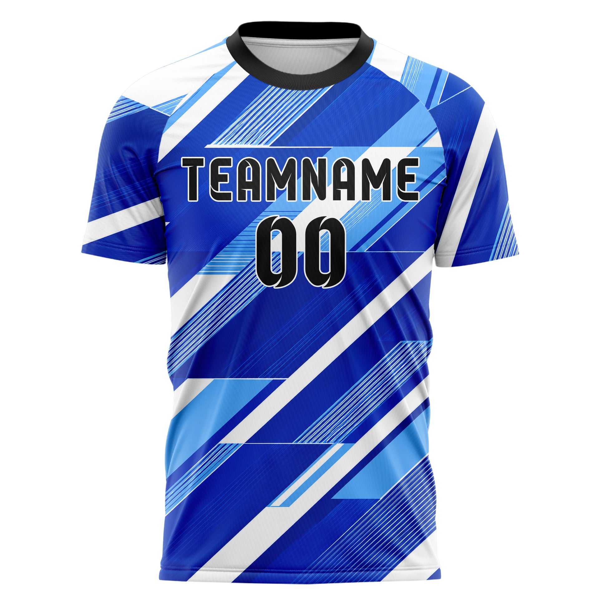 Royalblau lebendiges Streifen interlocking diagonal Grid Design 13-0154 individuelles Fußballtrikot front