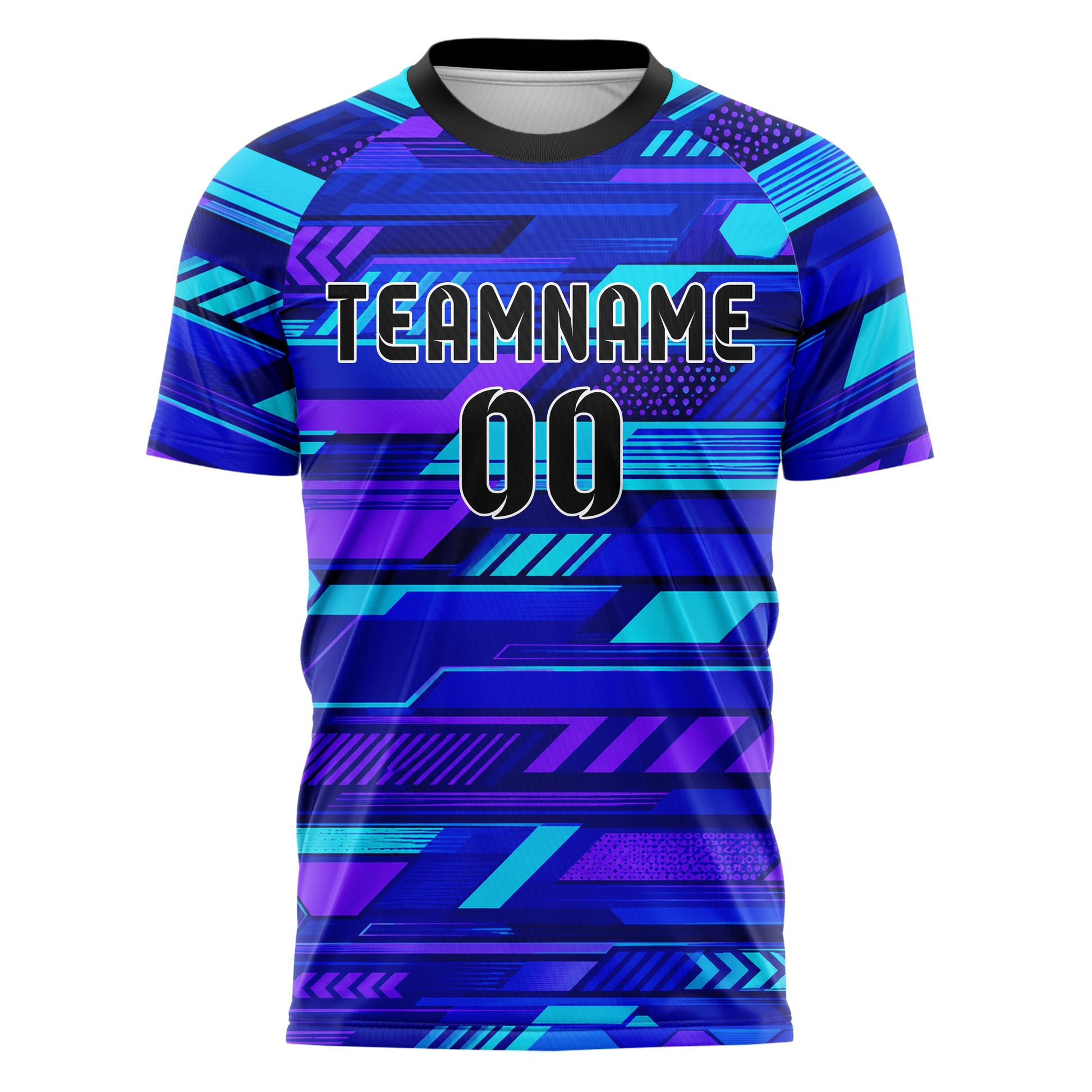 Royalblau lebendiges Streifen Streifen mit Polygon Akzenten Design 13-0089 individuelles Fußballtrikot front