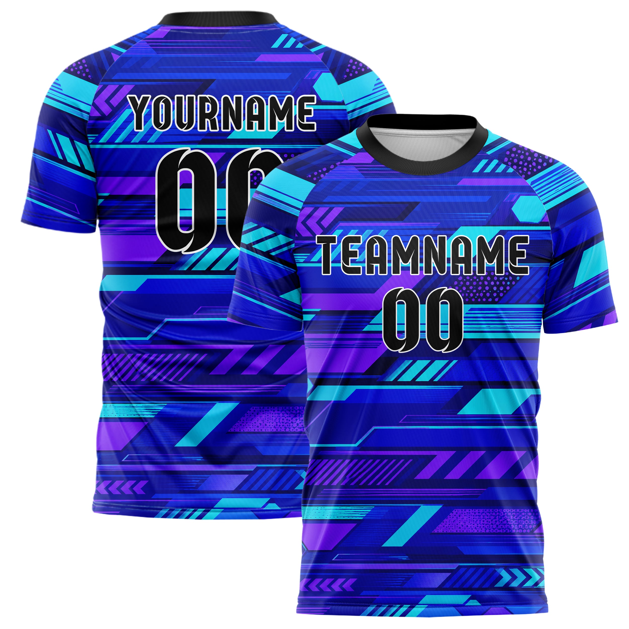 Royalblau lebendiges Streifen Streifen mit Polygon Akzenten Design 13-0089 individuelles Fußballtrikot main