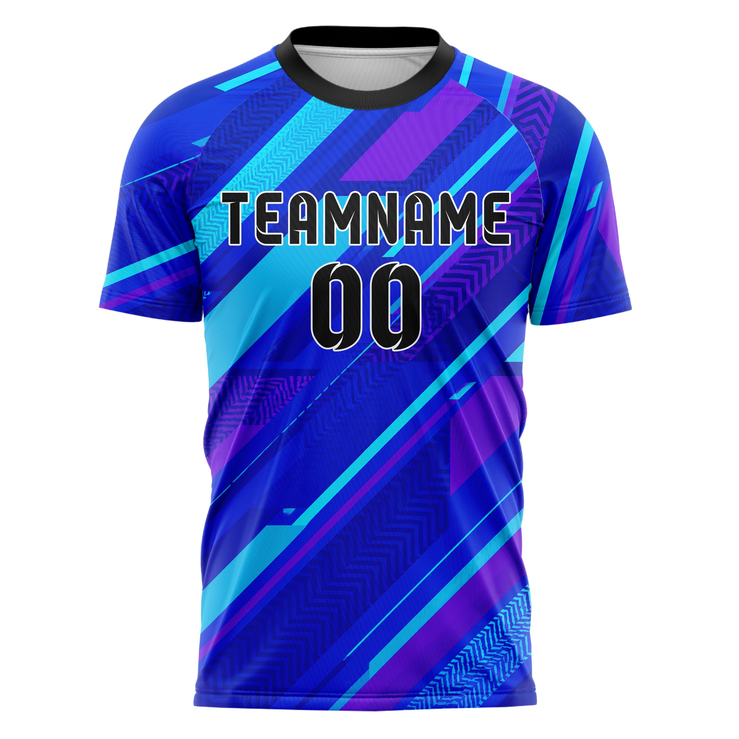 Royalblau lebendiges Streifen Streifen mit Polygon Akzenten Design 13-0155 individuelles Fußballtrikot front