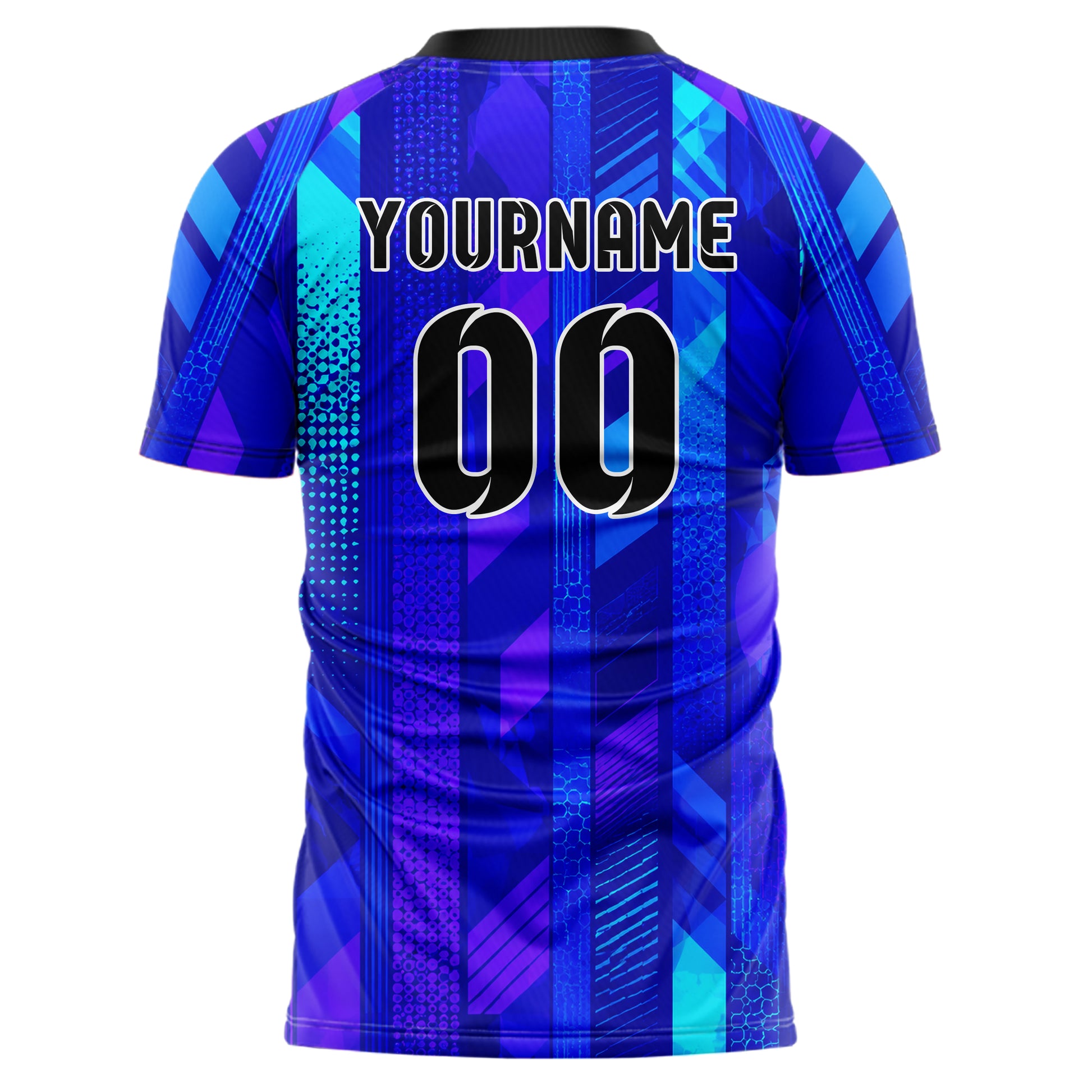 Royalblau lebendiges Streifen vertikale Baender Design 13-0032 individuelles Fußballtrikot back