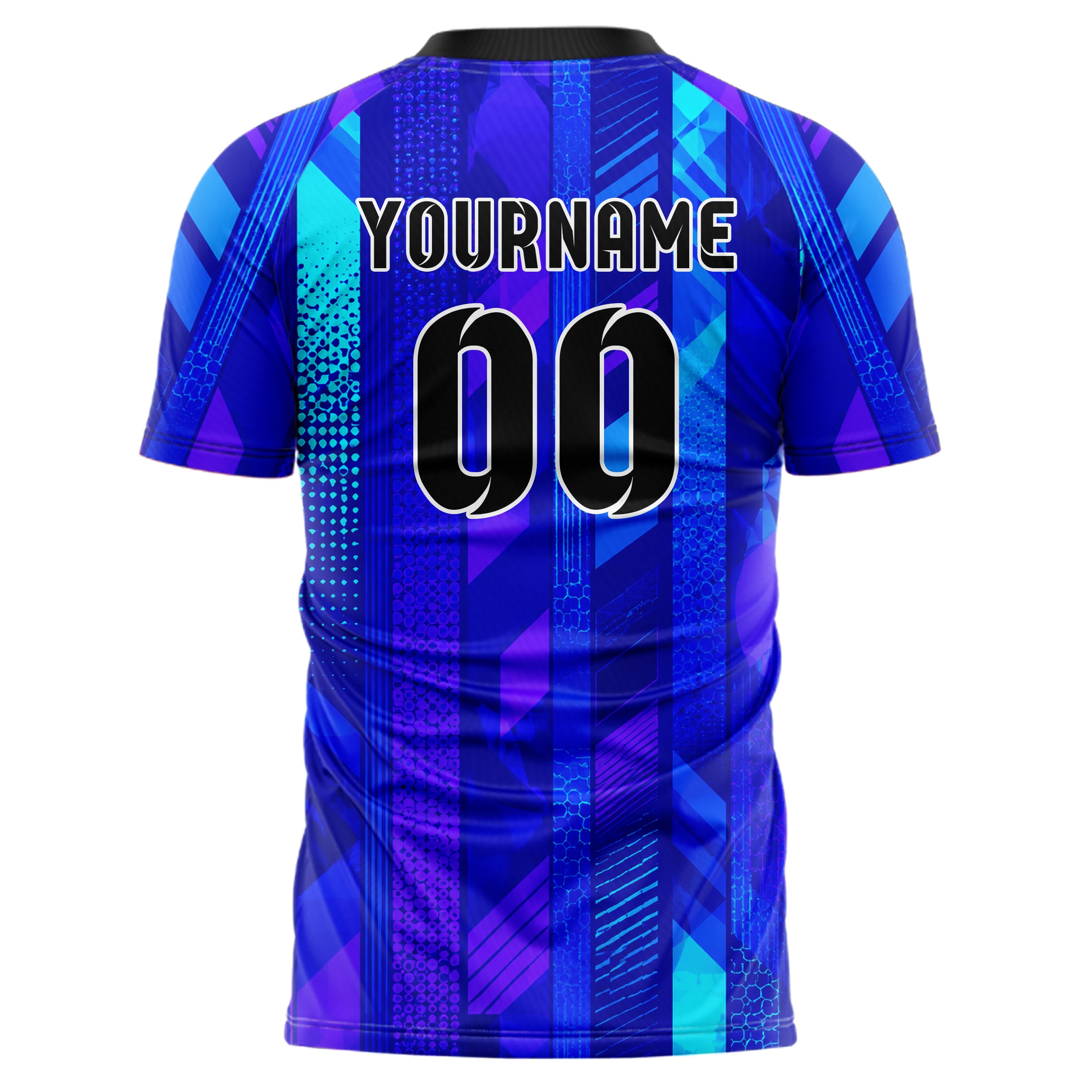 Royalblau lebendiges Streifen vertikale Baender Design 13-0032 individuelles Fußballtrikot back