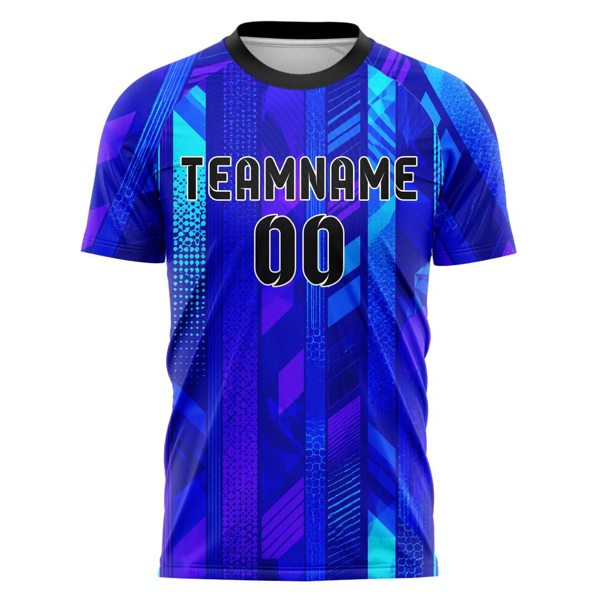 Royalblau lebendiges Streifen vertikale Baender Design 13-0032 individuelles Fußballtrikot front