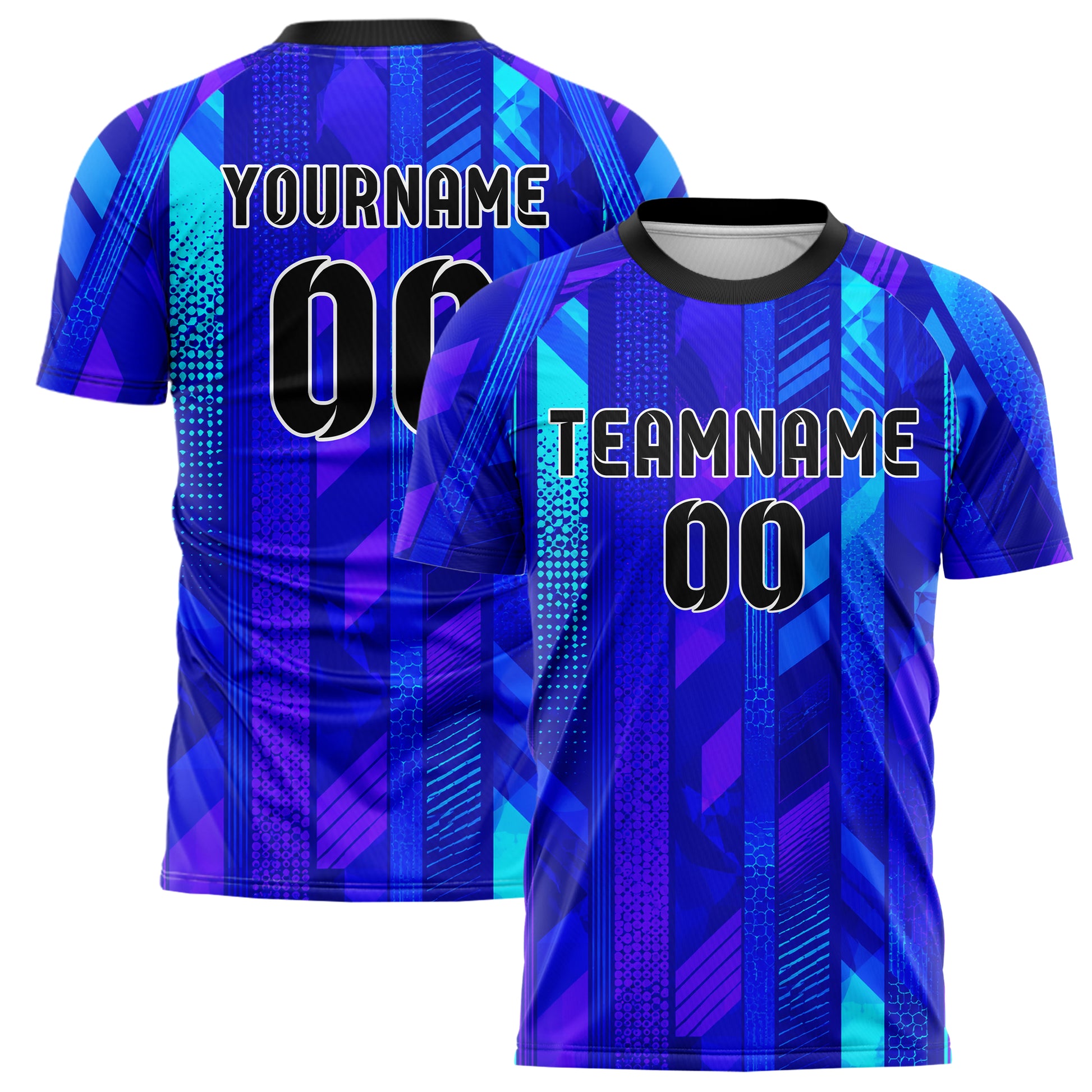 Royalblau lebendiges Streifen vertikale Baender Design 13-0032 individuelles Fußballtrikot main