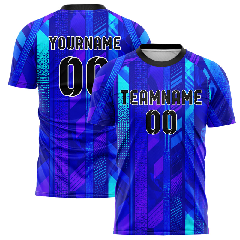 Royalblau lebendiges Streifen vertikale Baender Design 13-0032 individuelles Fußballtrikot main