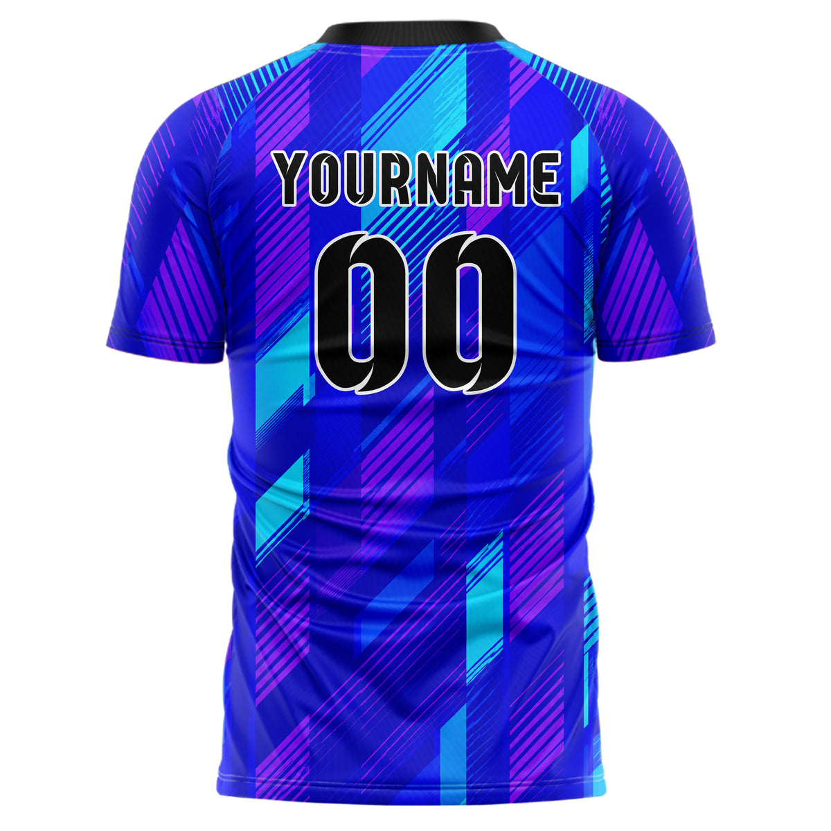 Royalblau lebendiges Streifen vertikale Baender Design 13-0158 individuelles Fußballtrikot back