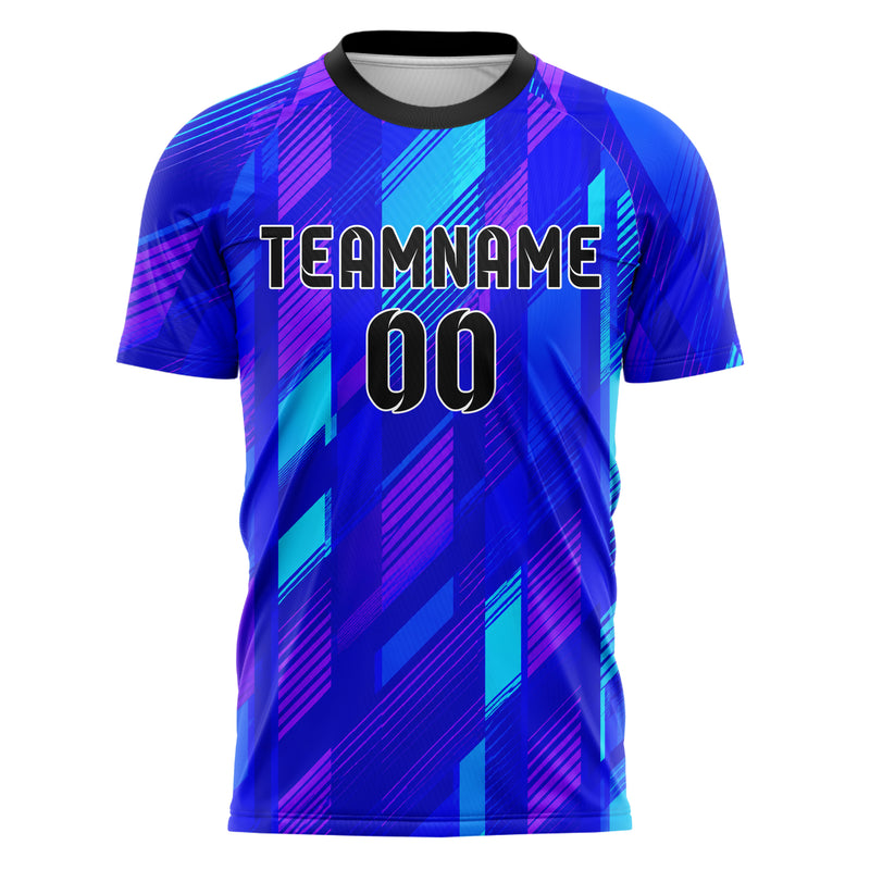 Royalblau lebendiges Streifen vertikale Baender Design 13-0158 individuelles Fußballtrikot front