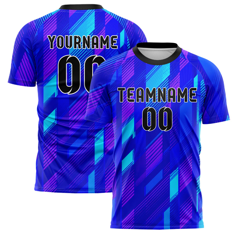 Royalblau lebendiges Streifen vertikale Baender Design 13-0158 individuelles Fußballtrikot main