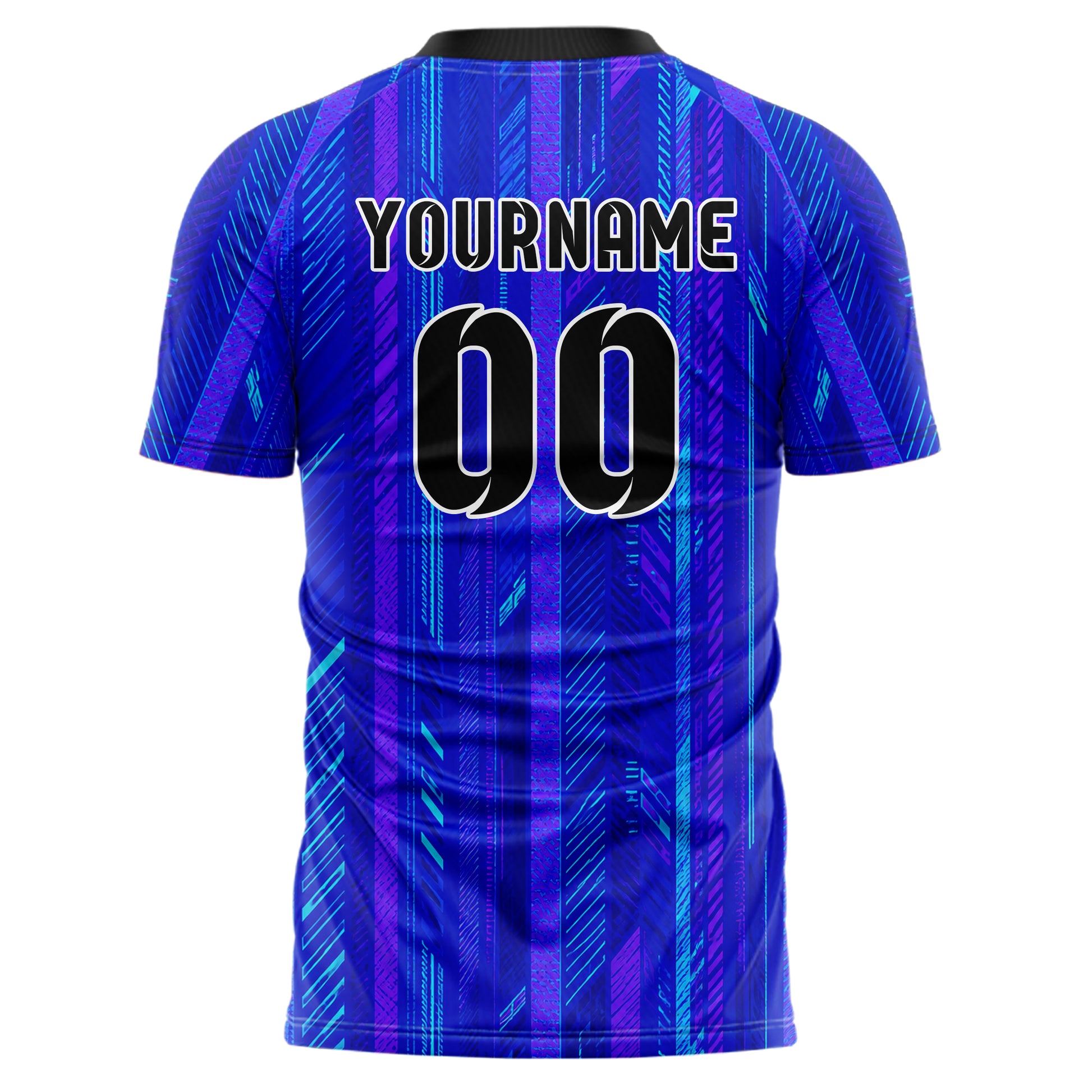 Royalblau lebendiges Streifen vertikale Baender Design 13-0170 individuelles Fußballtrikot back